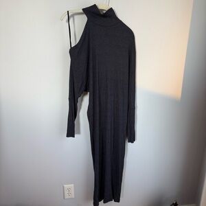 Enza Costa Dark Gray Blue One-Shoulder Dress